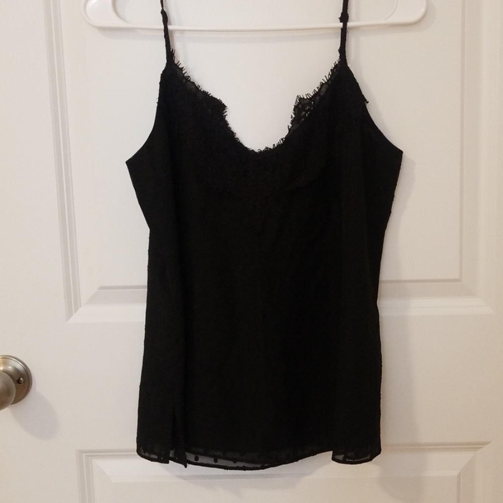 New Black sexy top with dots and embroidery